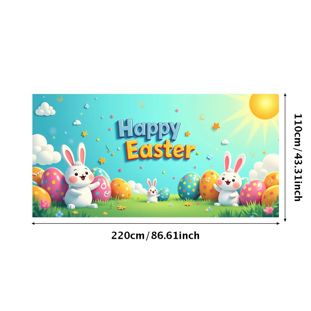 Happy Easter Backdrop Banner Easter Egg Bunnies Photography Prop Decorations Garden Party Supplies Background Spring Decor