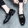 Fashion Italian Fashion Leather Shoes Moccasins For Men Casual Man Shoe Business Male Formal Pointed Fashion Wedding Black Skin