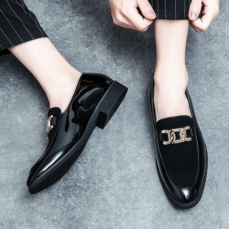 Fashion Italian Fashion Leather Shoes Moccasins For Men Casual Man Shoe Business Male Formal Pointed Fashion Wedding Black Skin