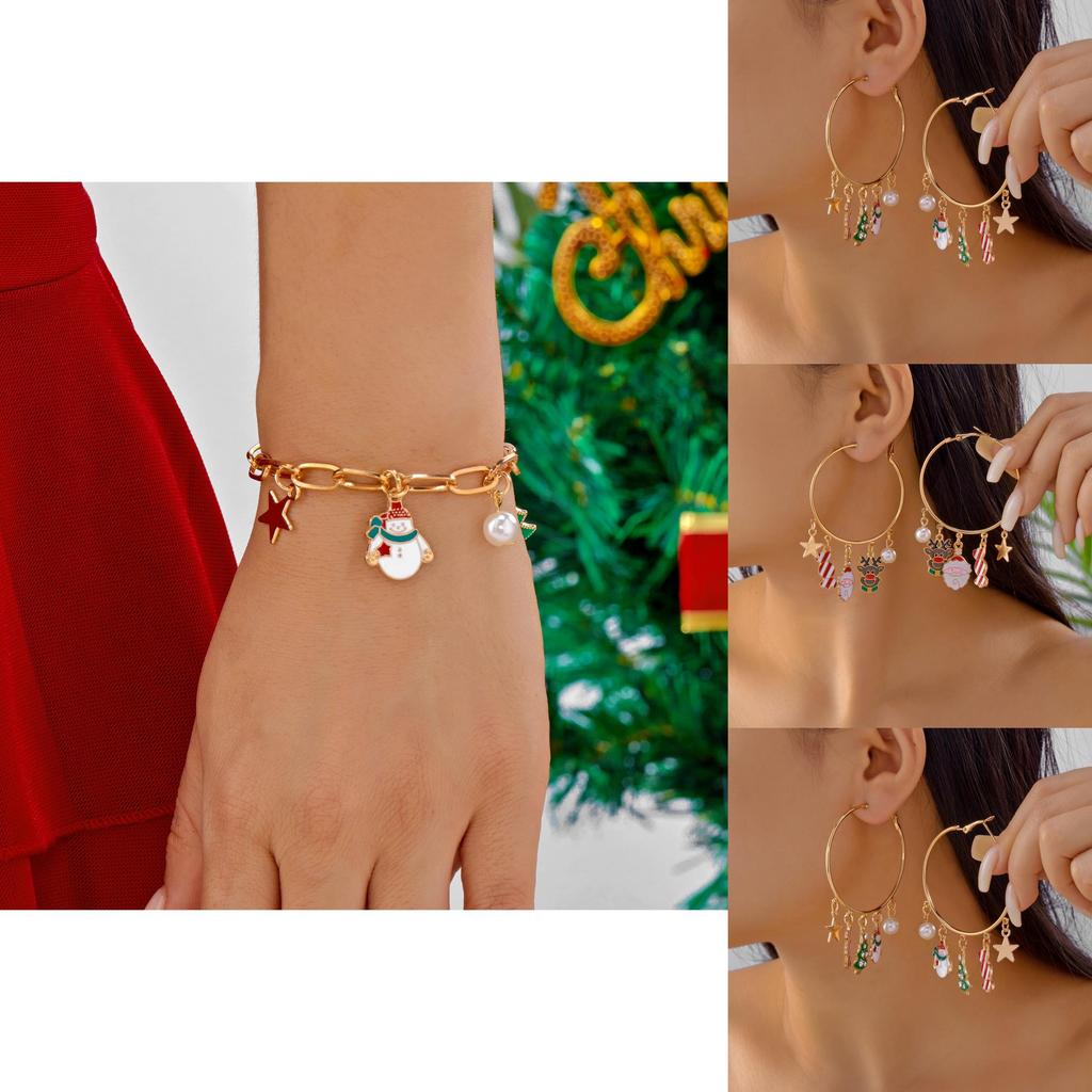 Holiday Themed Jewelry Set With Alloy Pendant And Chain For Christmas Party Wear