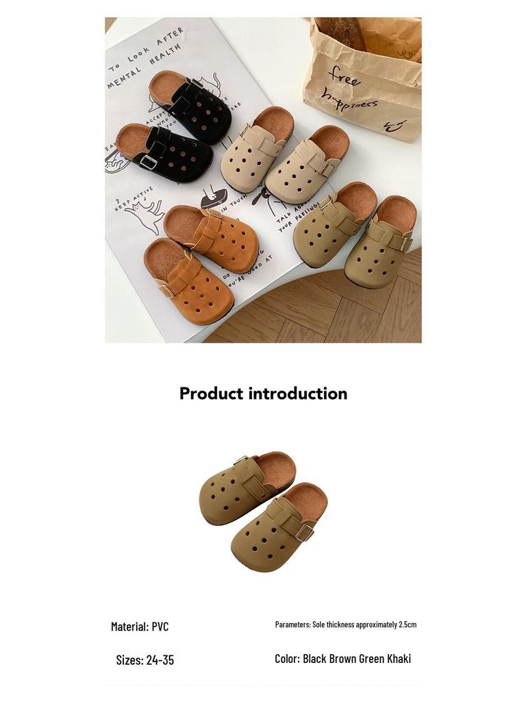 New Unisex Retro Birkenstock Slippers for Kids - Closed-Toe, Non-Slip, Casual Spring/Summer Outdoor Shoes