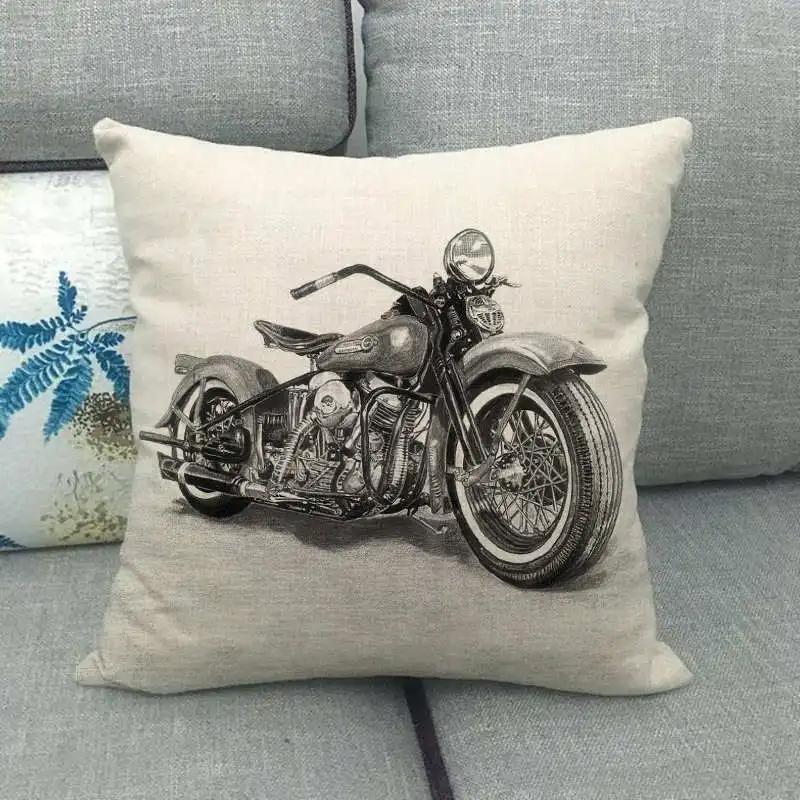 Decorative Cushion Cover For Chair Industrial Style Motorcycle Printed Pillowcase Home Decor Sofa Living Room Throw Pillow Cover