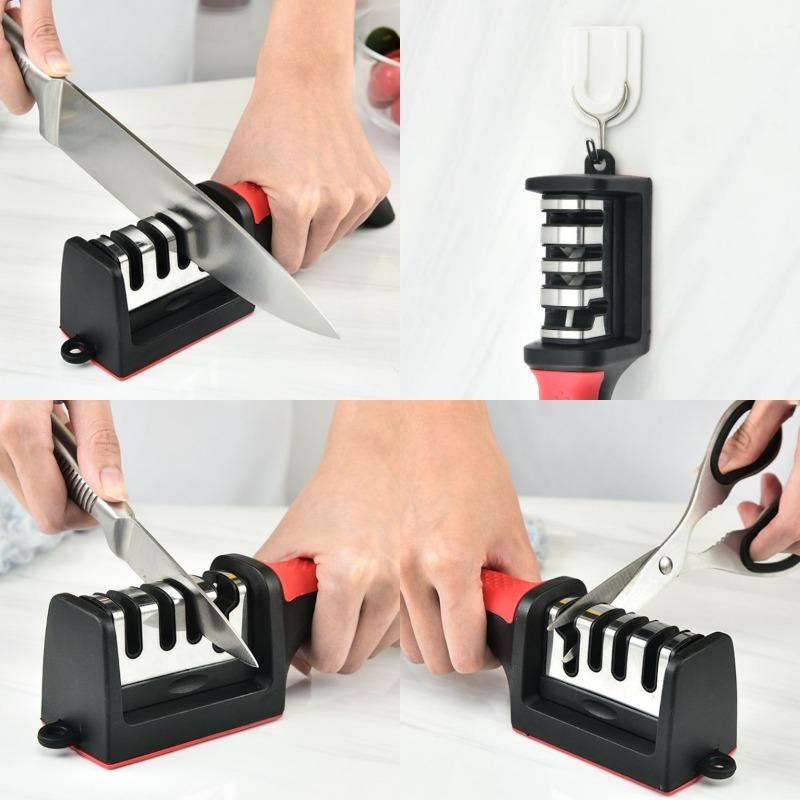 3/4 Segment Knife Sharpener Kitchen Multifunctional Handheld Fast Sharpening Stone Three-stage Cutting Knife Kitchen Supplies