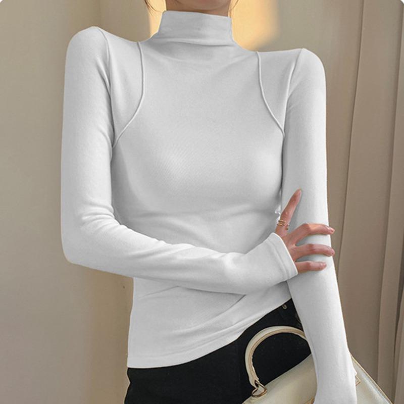 Half High Collar Bottoming Shirt for Women Long Sleeves Top
