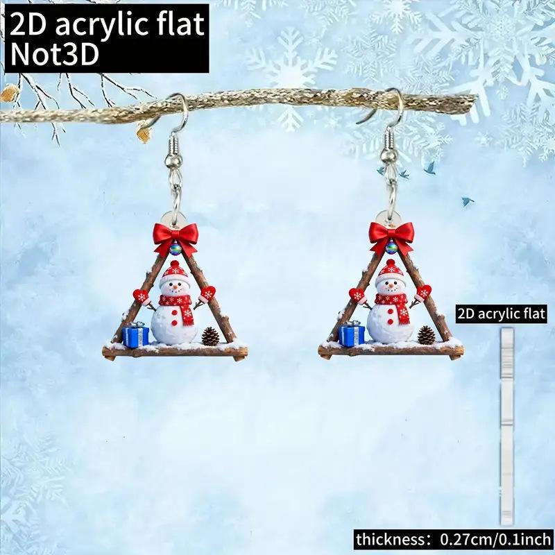Triangle Snowman Acrylic Christmas Earrings and Ornaments Acrylic Earrings (No Hooks)