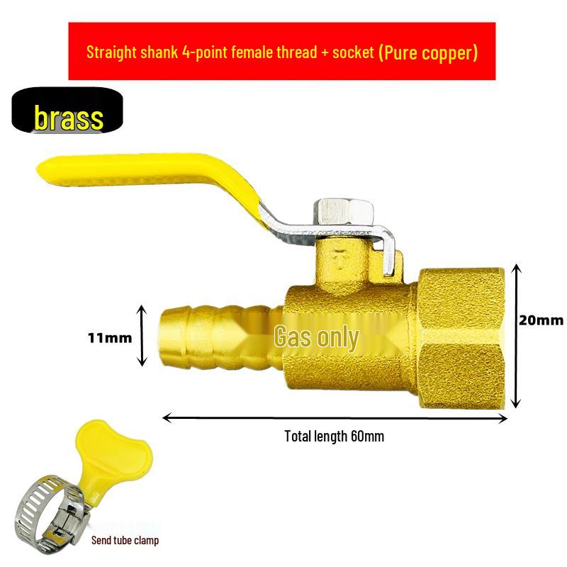 Brass Y-Type Gas Hose Three-Way Valve Connector with 4-Point Ventilation Ball Valve Switch.