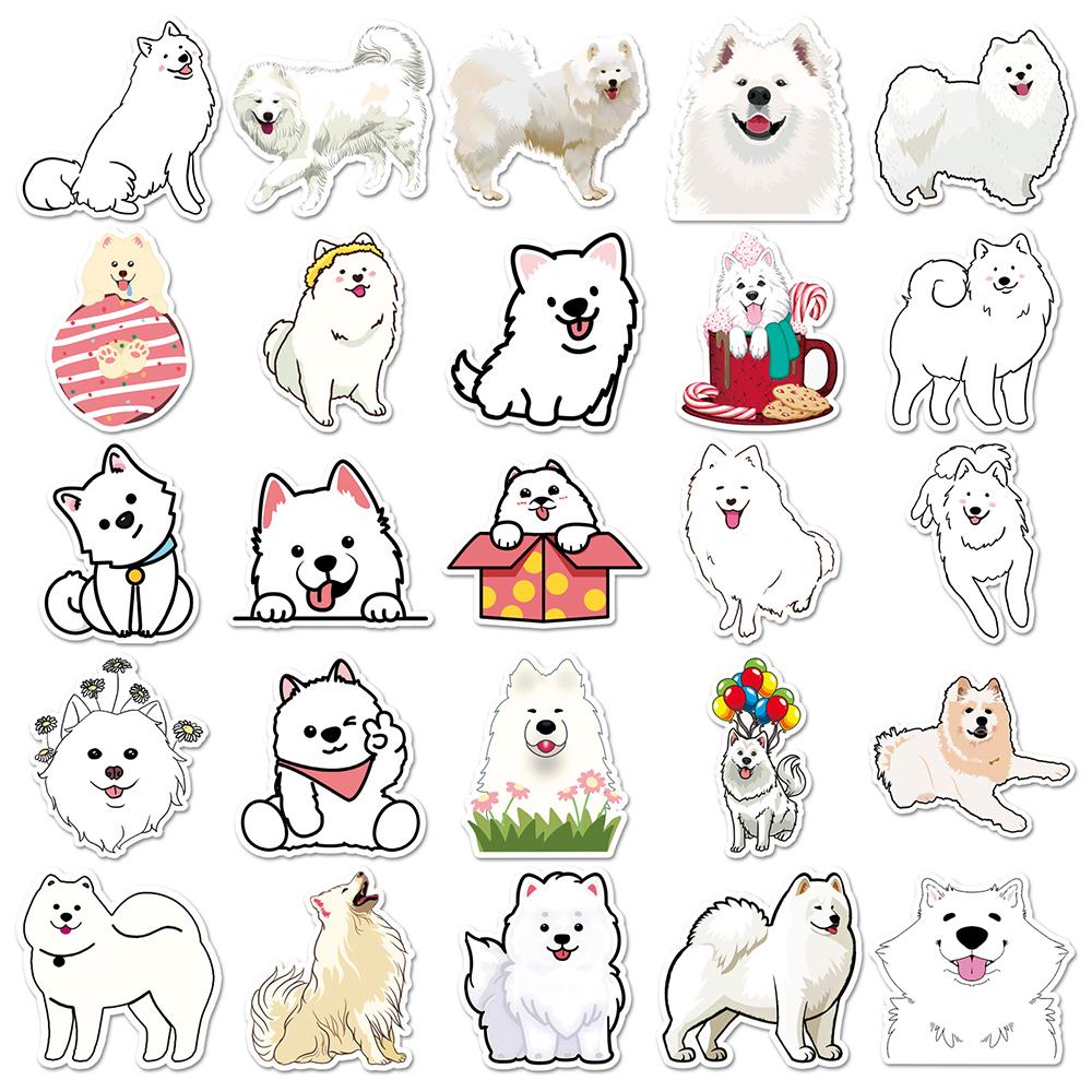 10/30/50pcs Kawaii Cute Samoyed Cartoon Stickers Cute Animal Dog Sticker DIY Water Bottle Phone Case Suitcase Decals Decoration