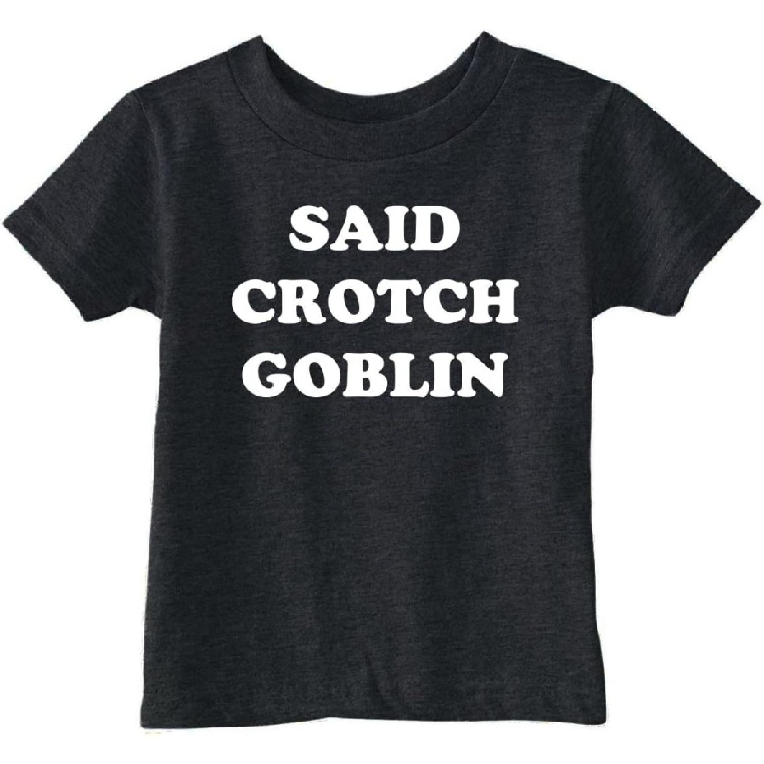 

Toddler Funny T Shirts Said Crotch Goblin Sarcastic Childrens Tee for Kids XXXXXL чорний