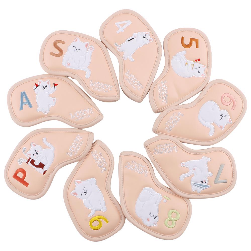 

Cute Kitten Golf Iron Covers: Mixed Color PU Protective Club Head Covers