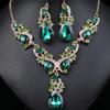 Peacock Butterfly Wing Grandmother Green Water Drop Necklace Earrings 2-Piece Set, Scattered and Set, Date Party Eye Catching Ac