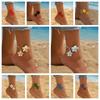Golden Oil-Dripped Foot Chain Adjustable Beach Jewelry Simple Flower Pendant Anklet  Summer
