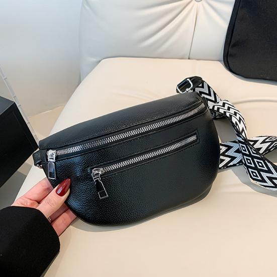 Unisex Crossbody Fanny Pack Faux Leather Waist Pouch with Multiple Zippered Pockets Waist Bag with Adjustable Strap for Travel Work Sports