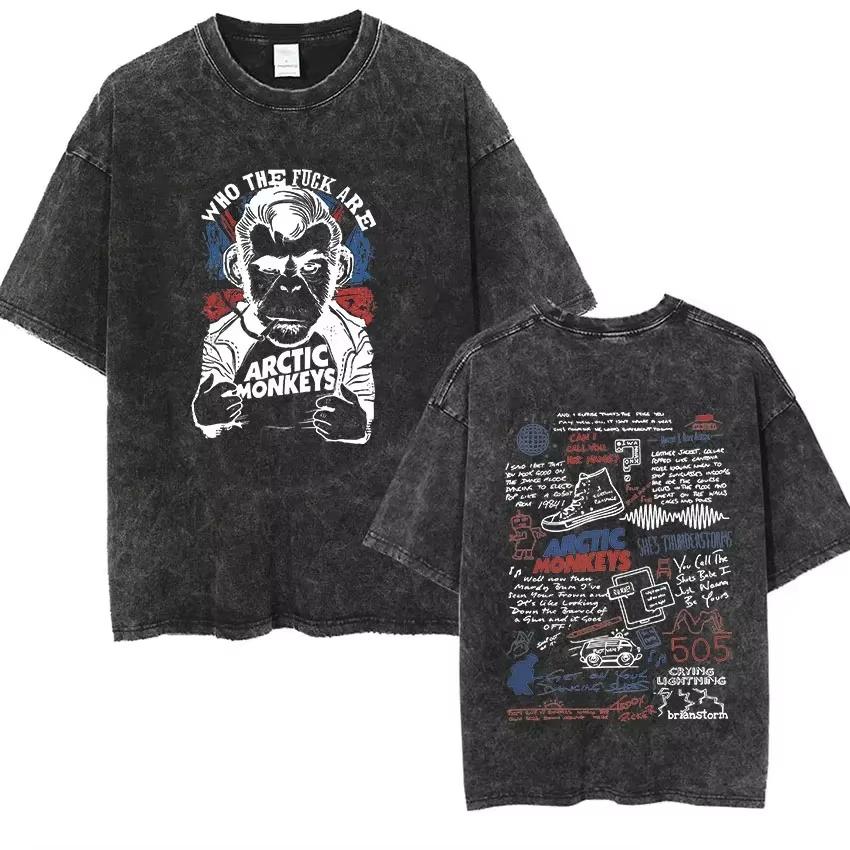 Vintage Washed Oversized Arctic Monkeys Album Print T-Shirt Retro Rock Music Short Sleeve Loose Streetwear Casual Tops For Men Women Daily Outfit