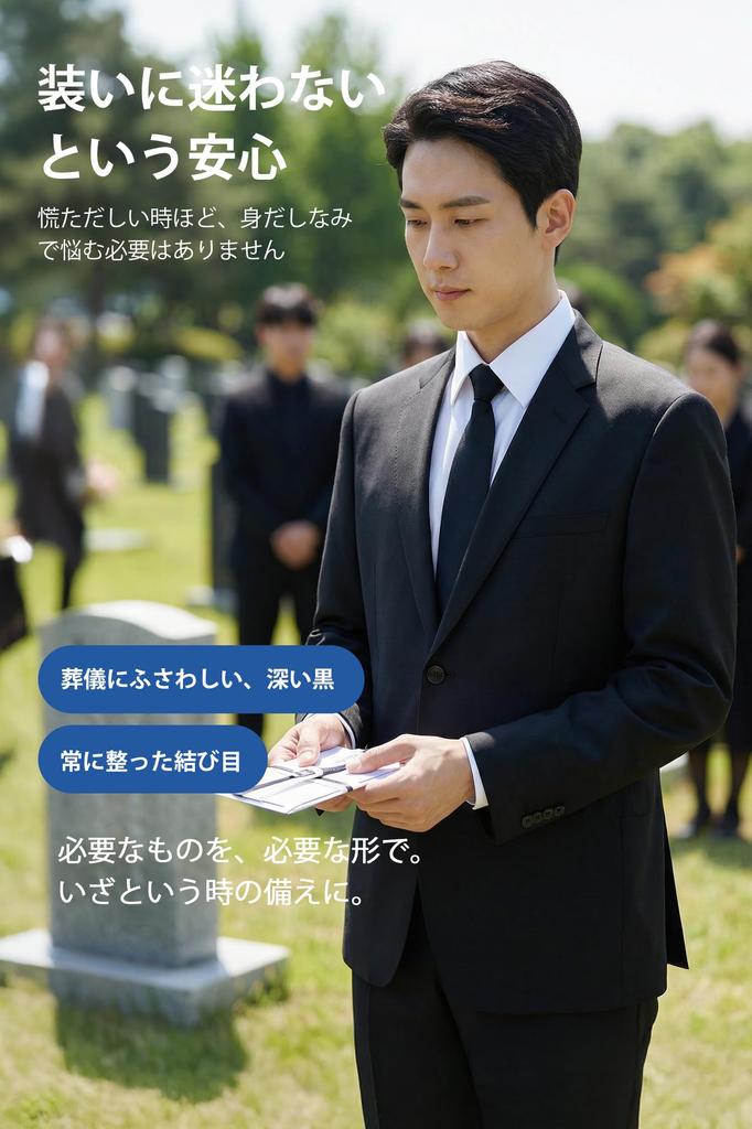 [HISDERN] D-03 [For Funerals] One-touch Tie, Black, with Zipper Lock, Men's Formal Tie, 3-second Attachment, Etiquette Guide Included, Plain Black