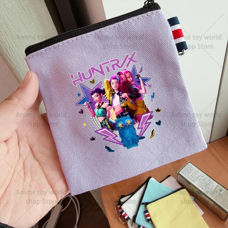 KPop Demon Hunters Makeup Bag Women Cute Anime Canvas Multicolored Pencil Case Zipper Hand-carried Finishing Storage Bags Gift