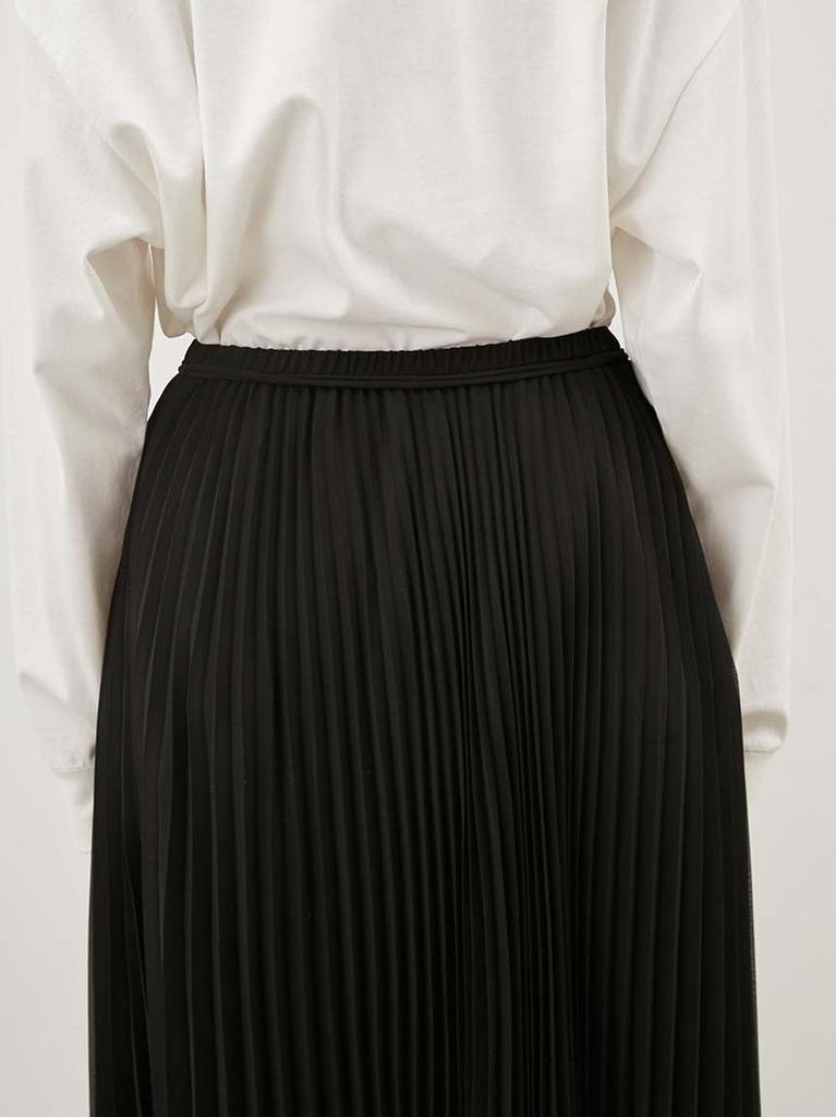 Sheer pleated skirt with elastic waist and ribbon 09WFS251036BLK0