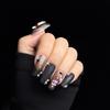 Winter Floral Cat Eye Nail Art Set Handmade Wearable Women Holiday Party Elegant Style
