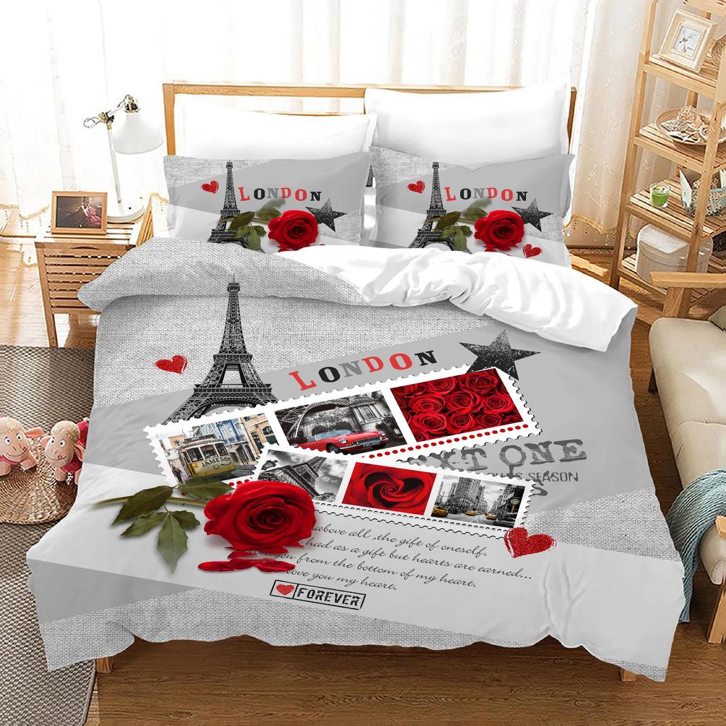 Winter Bedding Set Happy Valentine's Day Gift Wedding Duvet Cover Sets 3 Pcs Printed Red 3d Rose Bed Cover Set King Size 260x230