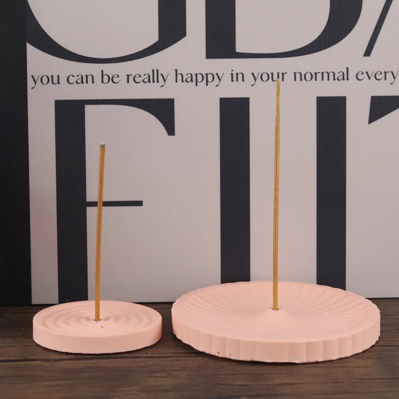 Incense Tray Silicone Mold Handmade DIY Round Pattern Incense Insert Stick Holder Cement Plaster Mould Crafts Making Home Decor