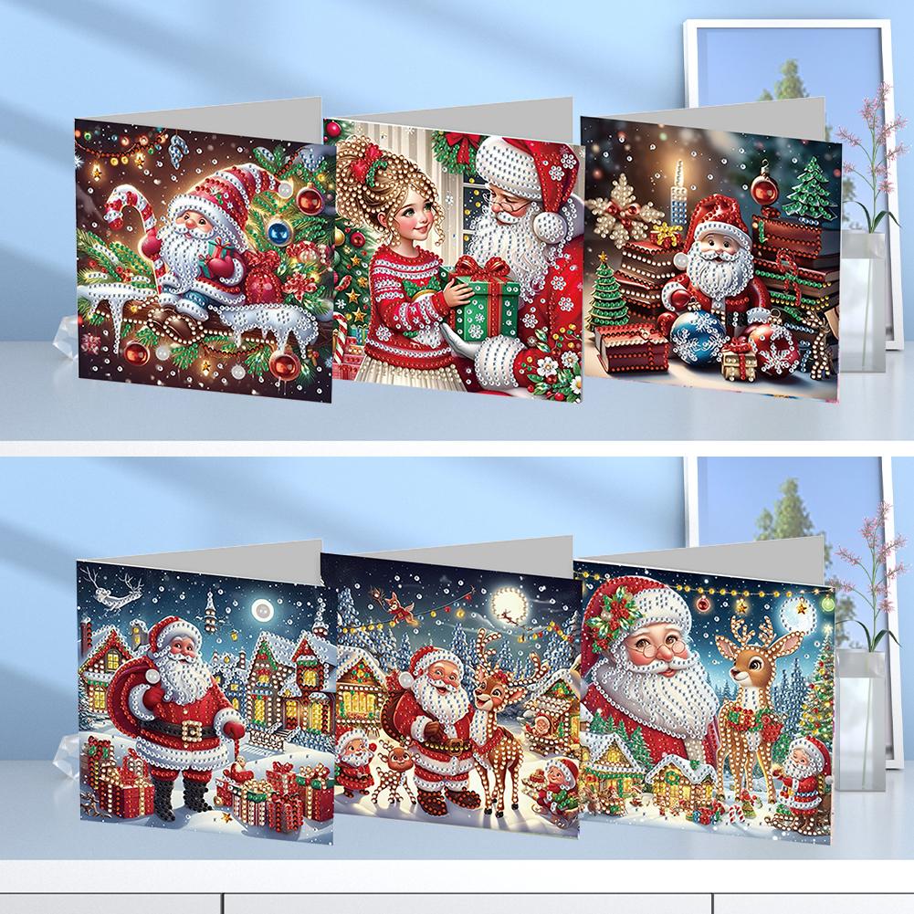 6/12pcs  DIY Diamond Painting New 2025 Christmas Card Festival Greeting Card Handmade Diamond Embroidery Painting Kits