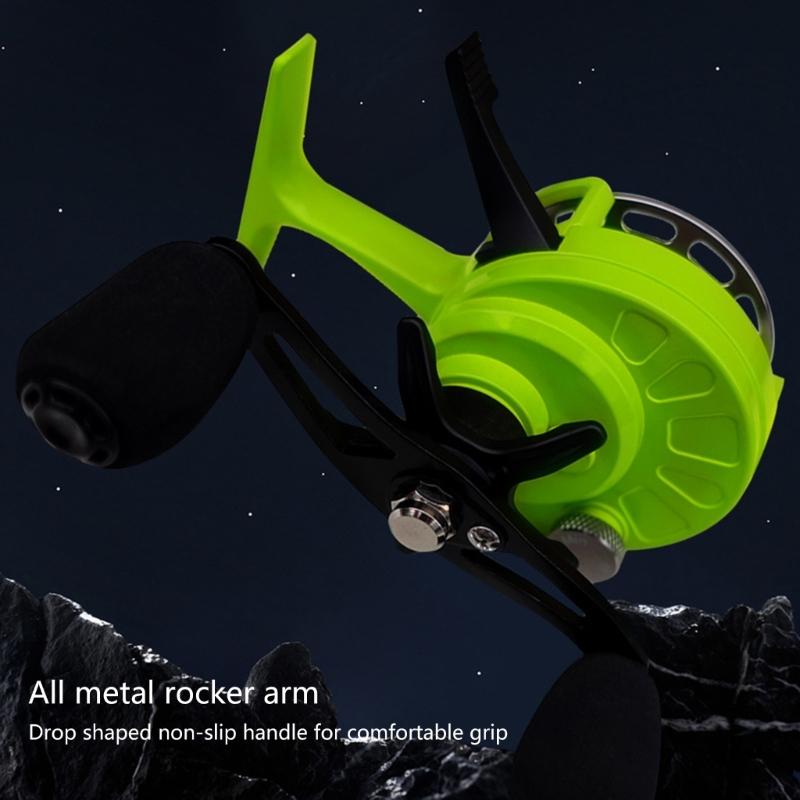 Angelausrüstung Inline Eisangelrolle mit Metallspule und 3+1 Kugellagern Inline Freilauf Eisangelrolle mit großer Spule