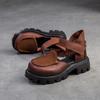 Johnature Sandali retrò con suola spessa Scarpe da donna versatili con chiusura a strappo in vera pelle