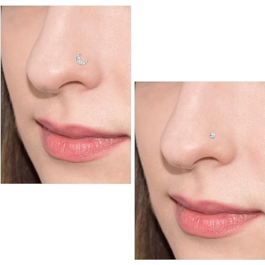 316 Stainless Steel Rod Nose Ring with Butterfly Moon Design Trendy Unisex Gift Body Jewelry