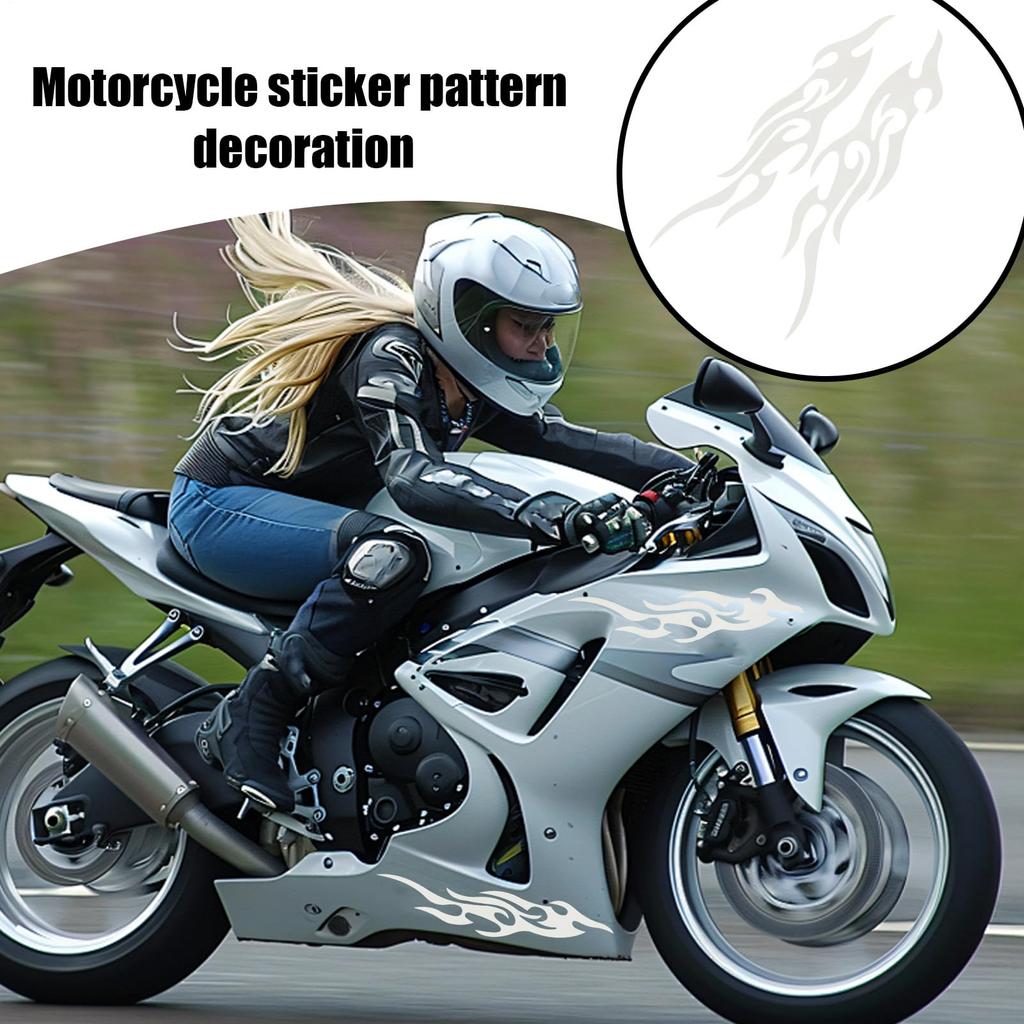 Motorcycle Stickers - Flame Decals | Set of 2 Waterproof Emblems for Motorcycle, Scooter, Snowmo, Luggage, Skateboard, Truck