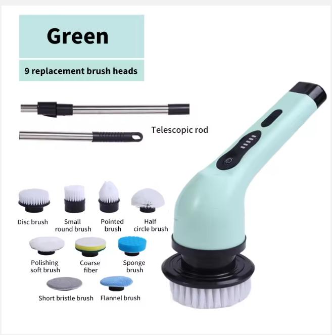 2025 9-in-1 Electric Cleaning Brush Electric Spin Cleaning Scrubber Electric Cleaning Tools Parlour Kitchen Bathroom Cleaning Gadgets