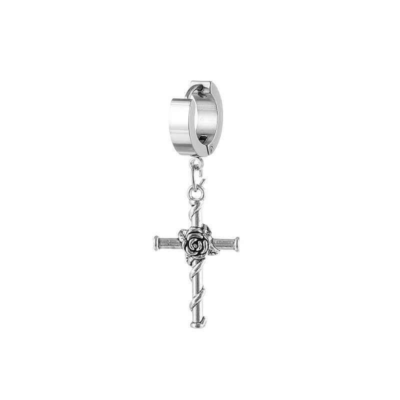 Boucles d'oreilles gothiques pour hommes et femmes, pendentif Design croix Rose, bijoux de fête de rue, breloques, cadeaux féminins