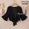 2025 Women's Summer Sun Protection Chiffon Shawl Jacket - Versatile Short Sleeve Cardigan