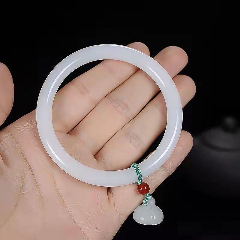 

Браслет из натурального нефрита Jinsi, модный браслет с изумрудом и подвесками, подарок на руку 64mm
