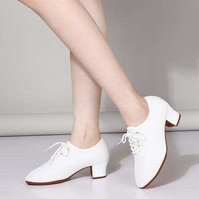 Mesh Dance Shoes Latin Dance Shoes Adult Ladies Middle Heel Soft Sole Teacher Shoes Friendship Modern Dance Shoes Square Dance