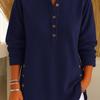 2025 European and American Autumn/Winter Solid Color V-Neck Button Long Sleeve Women's Casual Top
