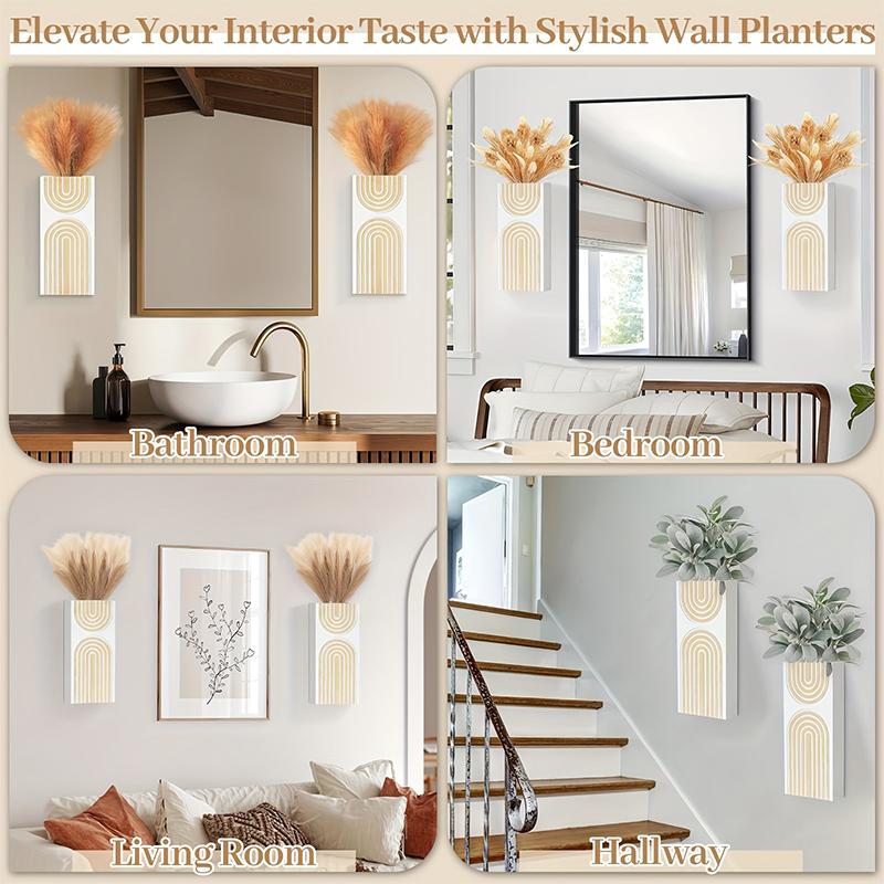 30cm*14cm Floral Art Home Flower Vase Crafts Wood Ornaments Wall Hanging Handmade Bohemia Garden Home Decoration