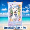 Floral Garden Theme Beach Towel Personalized Custom Name & Text Soft Quick Dry Beach Towel for Swimming Travel