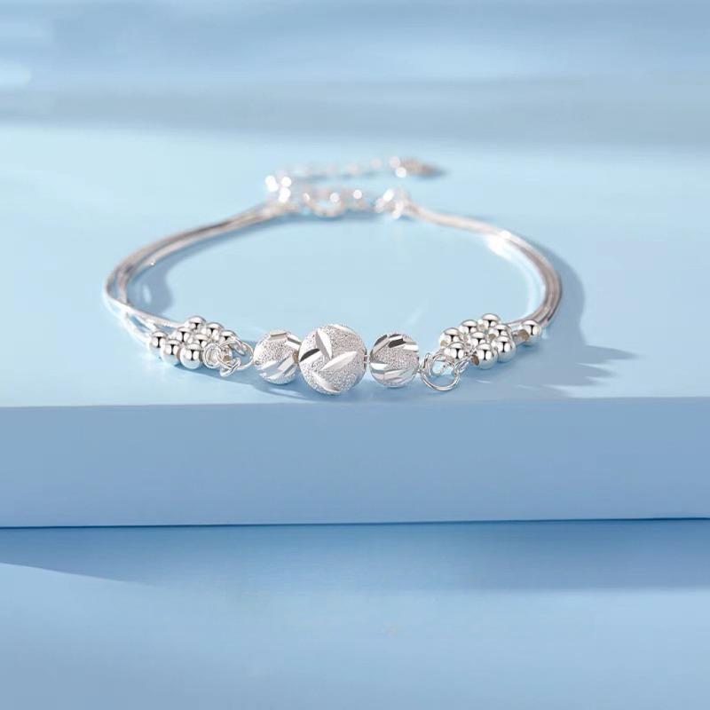 Luxury 925 Silver Lucky Beads Bracelets for Women Fashion Korean Design Multilayer Adjustable Ball Bracelets Jewelry