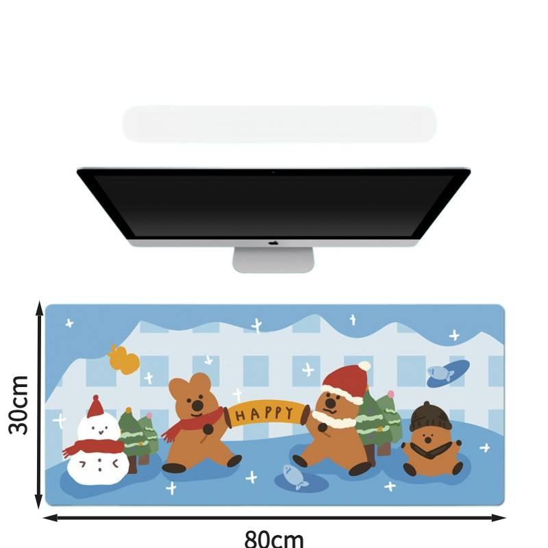 30*80cm Roztomilá podložka na stůl s potiskem medvídka, podložka do herní místnosti, studovny, extra silná protiskluzová podložka odolná proti opotřebení, kreslená podložka pod myš pro notebook