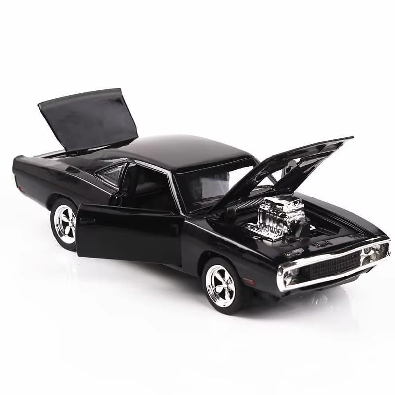 1:32 Legierung "Fast and Furious" Dodge Automodell mit Sound und Licht Druckguss-Spielzeugauto Pull Back Autosammlung Ornamente Jungen Geschenk Kinderspielzeug