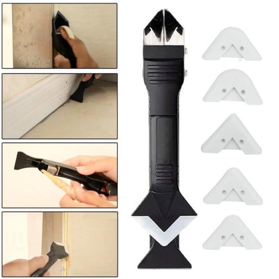 Glue Scraper Metal Spatula Head High Hardness Wear-Resistant Detachable Rubber Head Flexible Replacement 3-in-1 Shovel Scraper Angle Tool