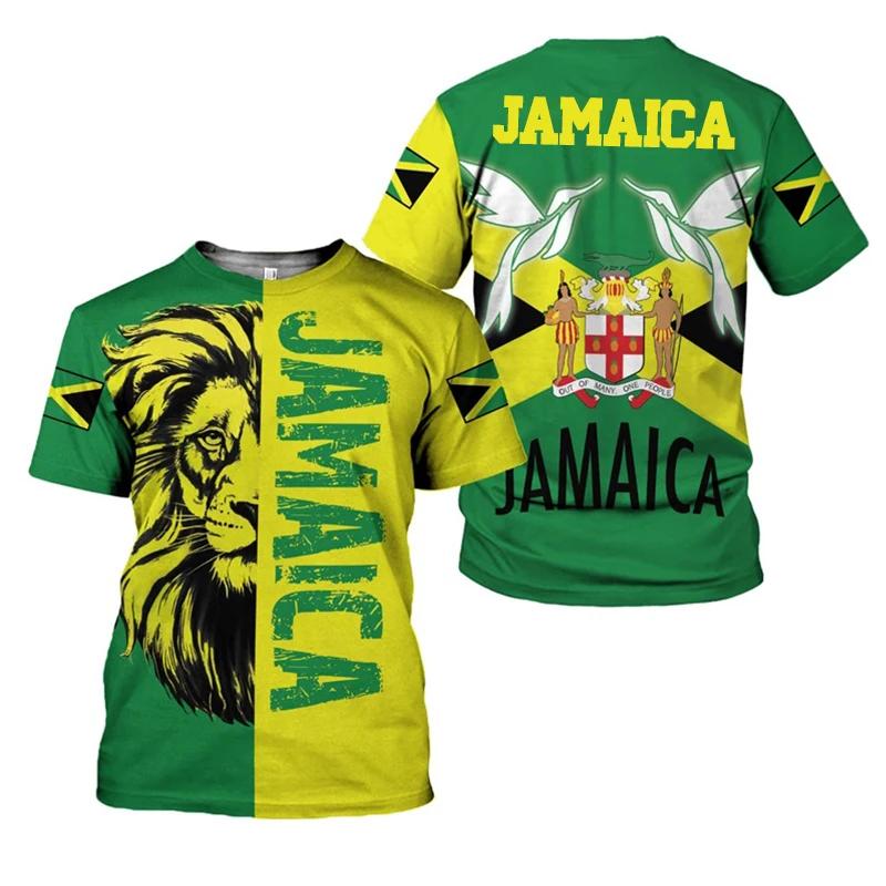 Jamaica Flag Emblem Graphic T Shirt For Men 3D Print Jamaican T-Shirt Tops Short Sleeve O Neck Mens Tee Shirts Streetwear