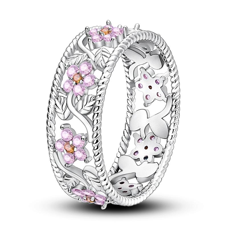 925 Sterling Silver Wedding Band Ring for Women Sparkling Starry Night Heart Zircon Stackable Ring Jewelry Party Engagement Gift