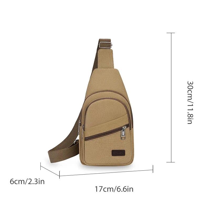 Rilibegan Men's Minimalist Canvas Chest Bag European and American Retro One Shoulder Crossbody Bag