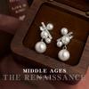 Light Pearl Zircon Geometric Earrings Vintage French Earrings Women