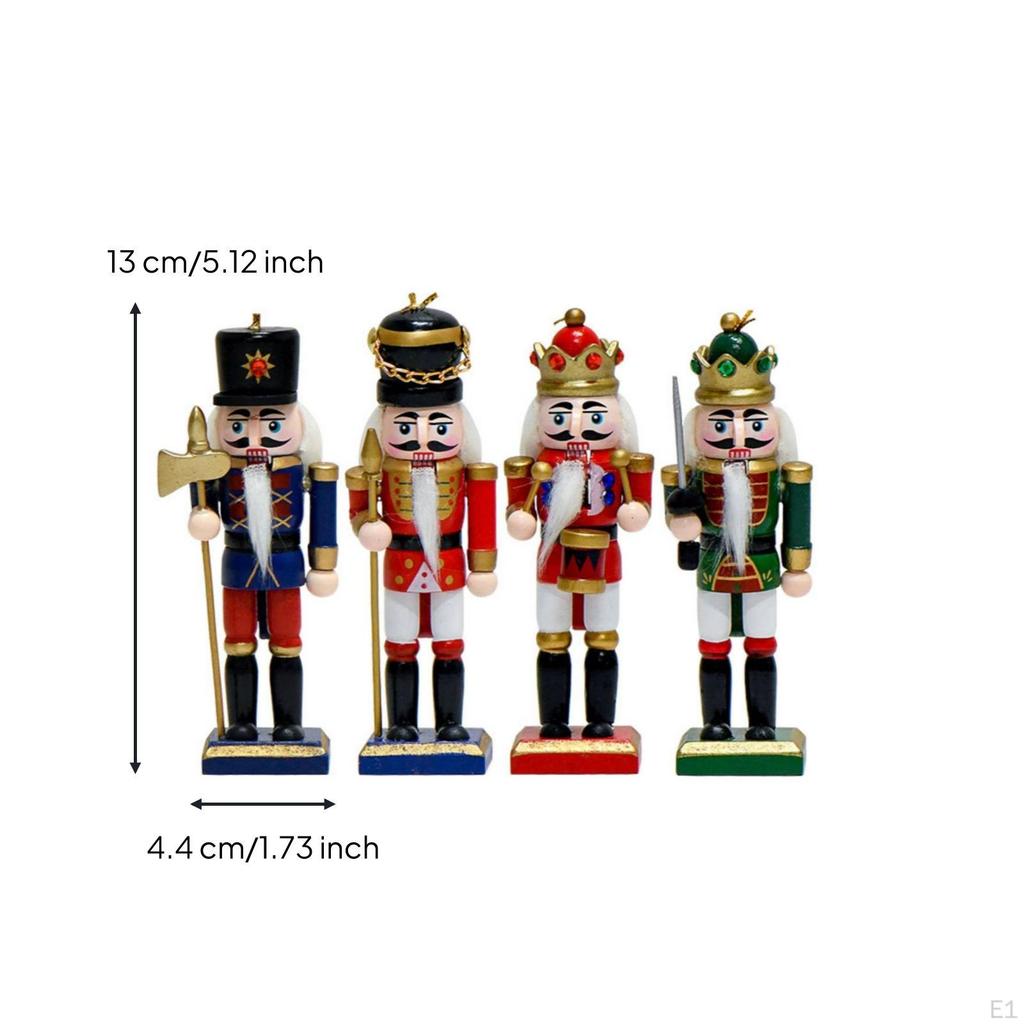 4 Pieces Nutcracker Ornaments with Hanging Loops Cute Guardian Eye-Catching