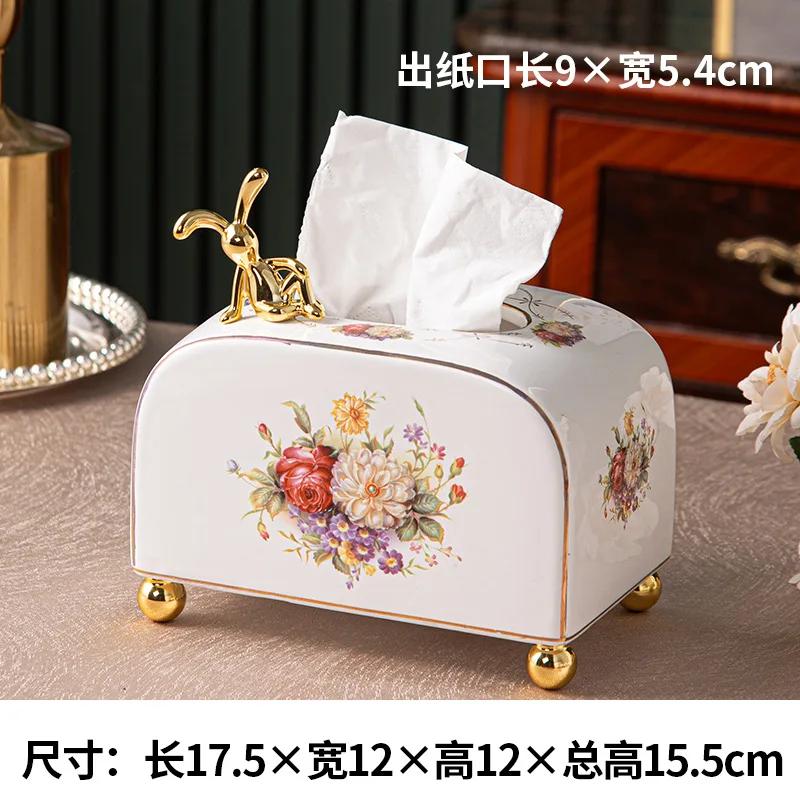European Style Ceramic Small Paper Box Living Room Paper Box Home Dining Room Coffee Table Creative Tissue Box
