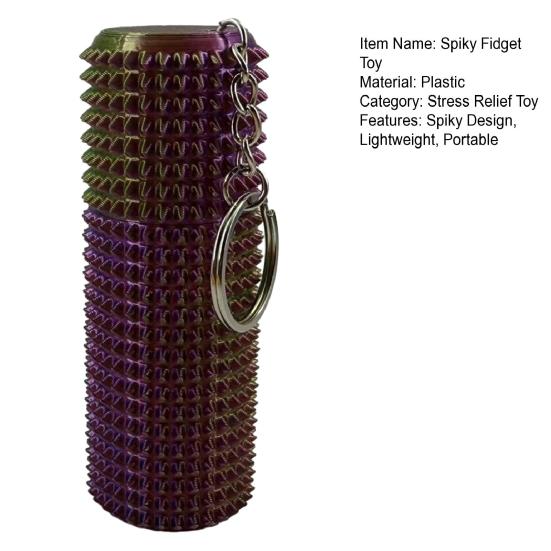 Spiky Grippie Stim Fidget Toy with Keychain Stress Relief 3D Printed Storage Box Pain Stimming Tool Teens Adults Portable Bumpy Roller Sensory Toy