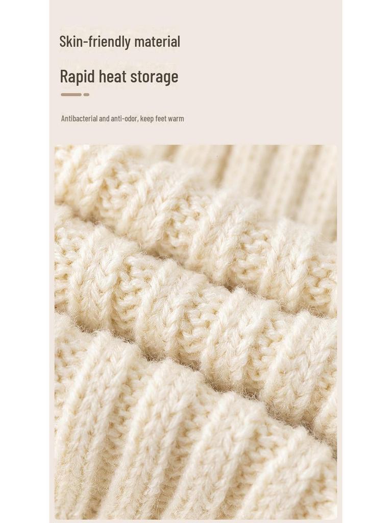 Damskie dzianinowe legginsy za kolano w szare paski, skarpetki na wiosnę i jesień