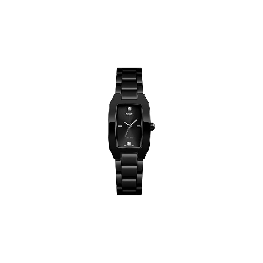 SKMEI Women s Simple Stylish Square Watch Waterproof Casual Analog Quartz Business Stainless Steel Black