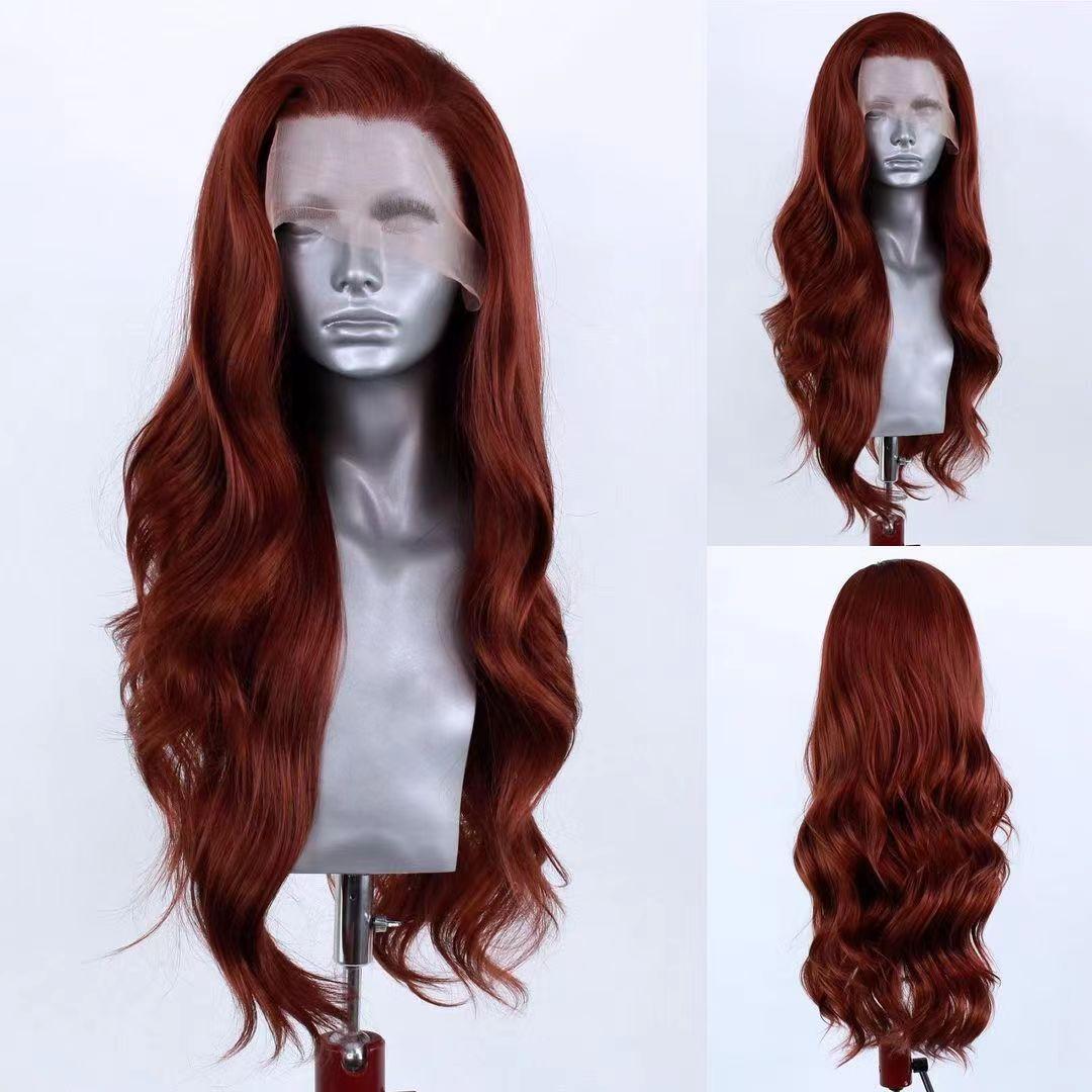 

AIMEYA Silver Grey Body Wave Wig Synthetic Lace Front Wigs for Women Natural Hairline Highlighted Synthetic Lace Wig Cosplay Wig (Copper,26inches) медный